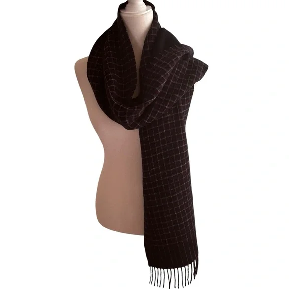 J.Crew Cashmere winter long scarf unisex luxury comfy coat fringe blue red soft - Picture 6 of 16